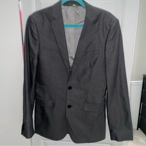 Express Men’s 38 Regular Extra Slim Fit Sports Coat Jacket Blazer Gray Cotton